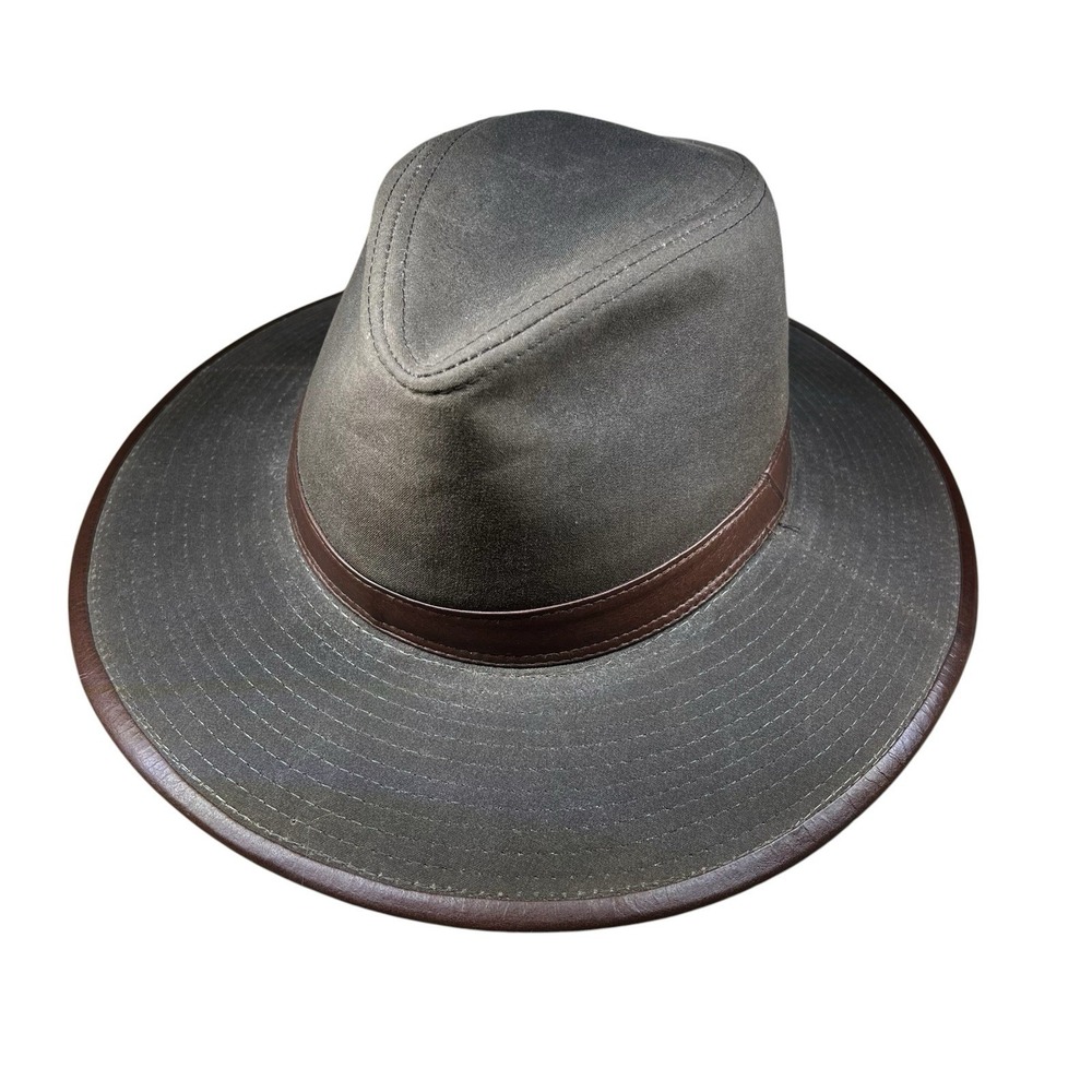 Dorfman Pacific Hiker Safari Fedora Olive Green Washed Cotton Twill Outdoor L
